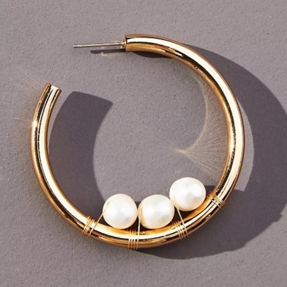 Anthropologie Embellished Hoop Earrings - Picture 2 of 3